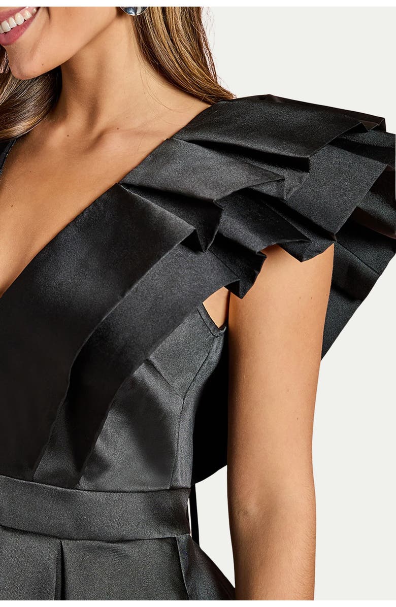 Coast Frill Sleeve V-Neck Midi Dress, Alternate, color, Black