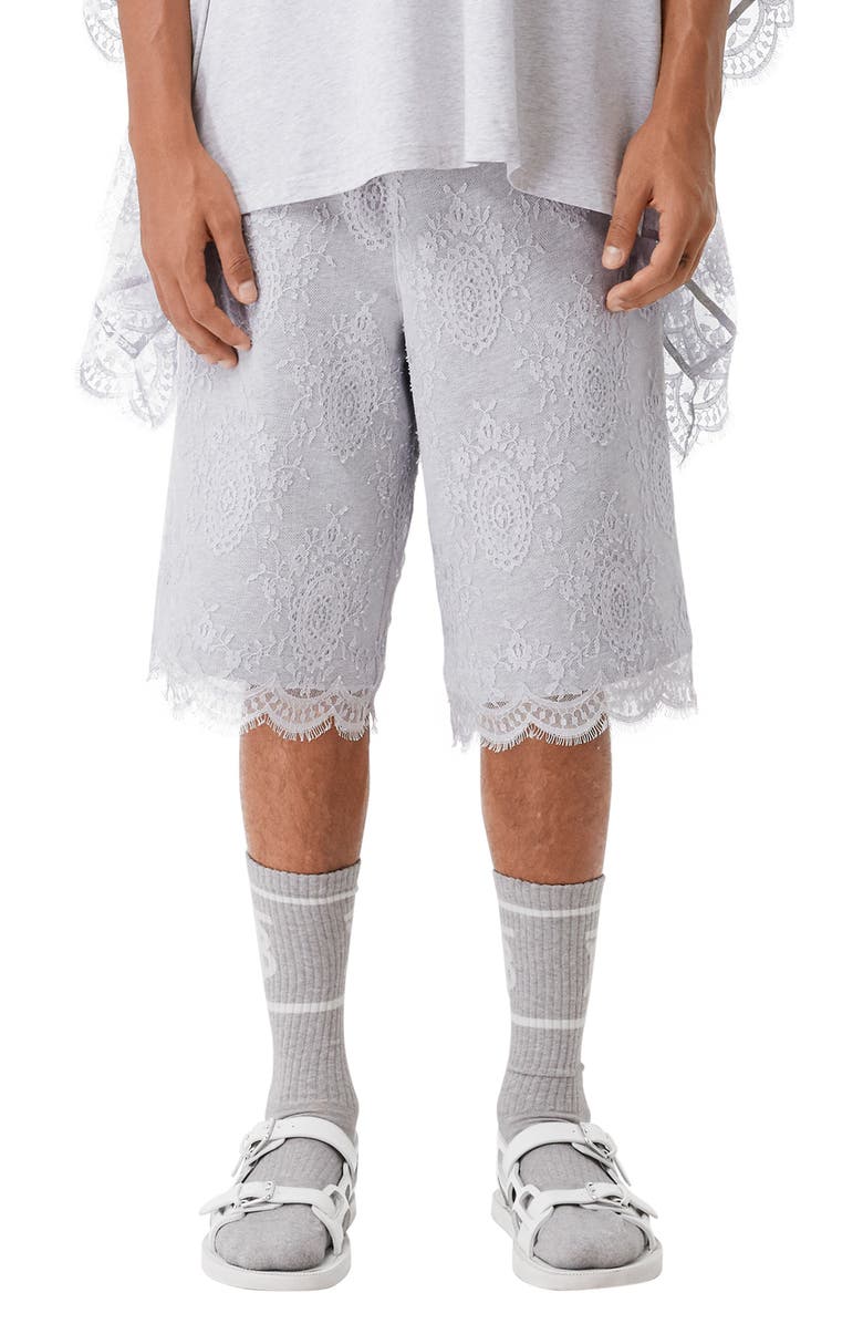 Burberry Drawstring Shorts with Lace Overlay, Main, color, 