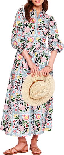 chinese dress ladies Clara Linen Blend Shirt Dress-Multi, Tropical Bonanza main image 0