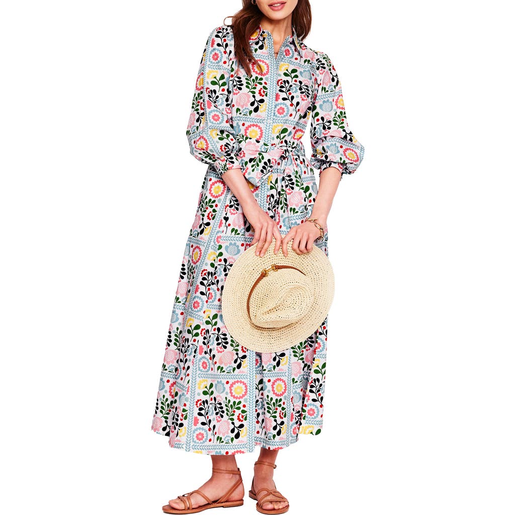 Boden Clara Floral Print Cotton Maxi Shirtdress In Multi