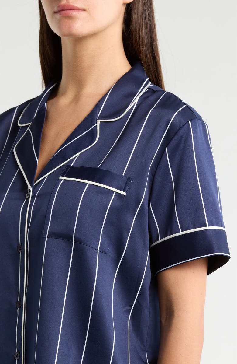 Nordstrom Satin Short Pajamas, Alternate, color, Navy- White Calm Pinstripe