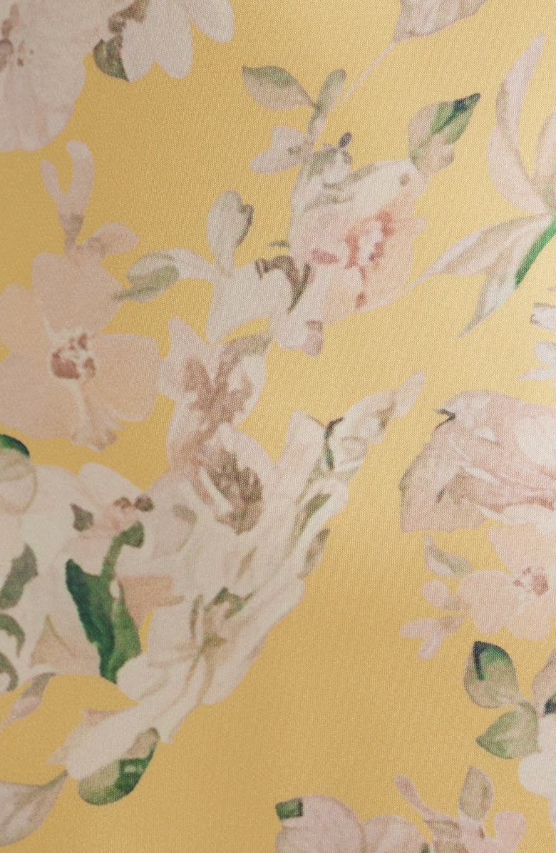 Lulus Carter Ruffle Neck Tie Back Maxi Dress, Alternate, color, Yellow Floral