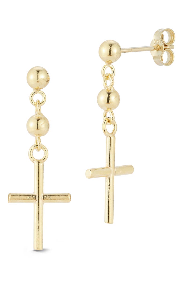 Ember Fine Jewelry Cross Drop Stud Earrings, Main, color, 