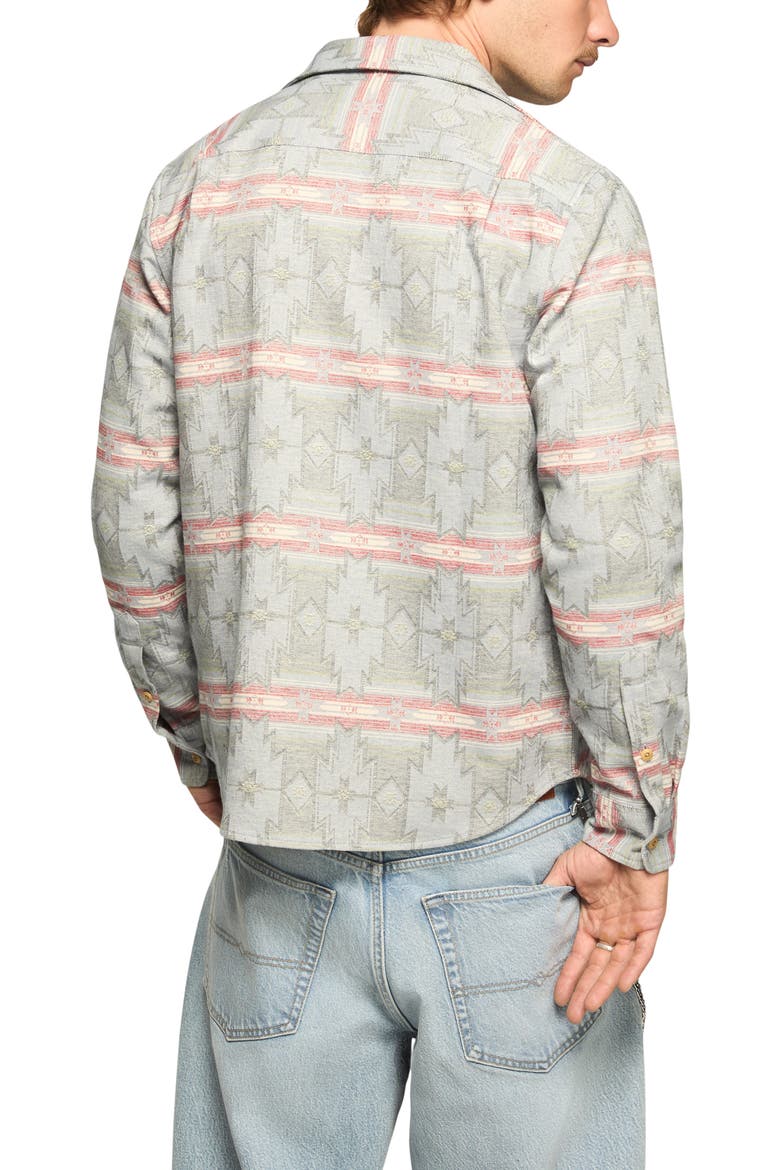 Geometric Jacquard Cotton Button-Up Overshirt, Alternate, color, BLUE MULTI