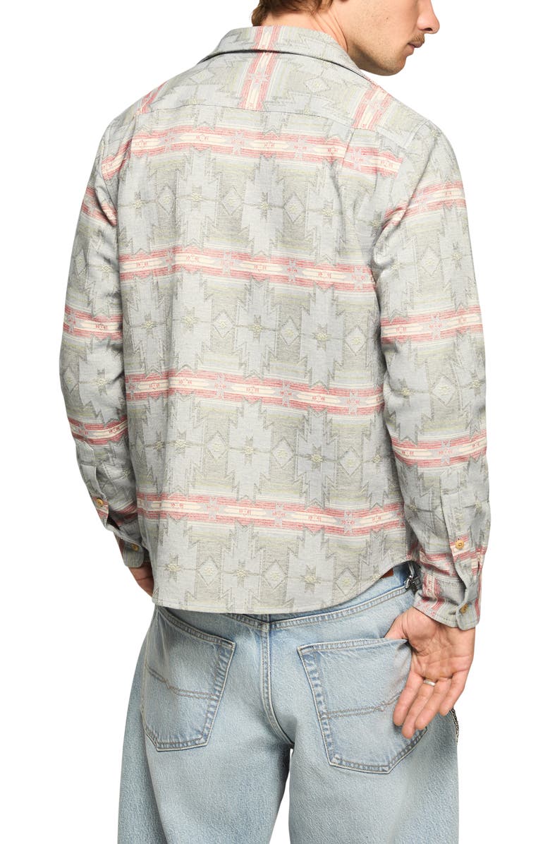 Lucky Brand Geometric Jacquard Cotton Button-Up Overshirt, Alternate, color, 