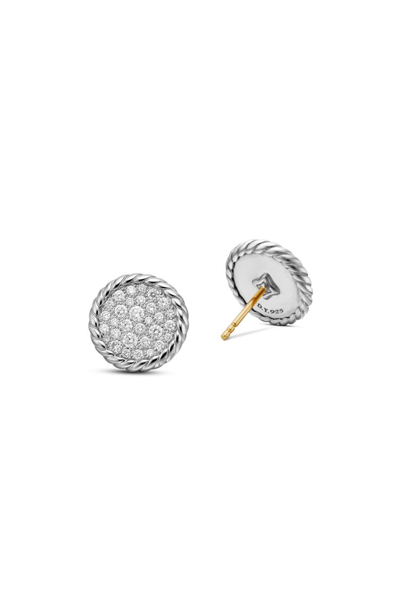 David Yurman Elements<sup>®</sup> Pavé Plate Diamond Button Stud Earrings, Alternate, color, Sterling Silver