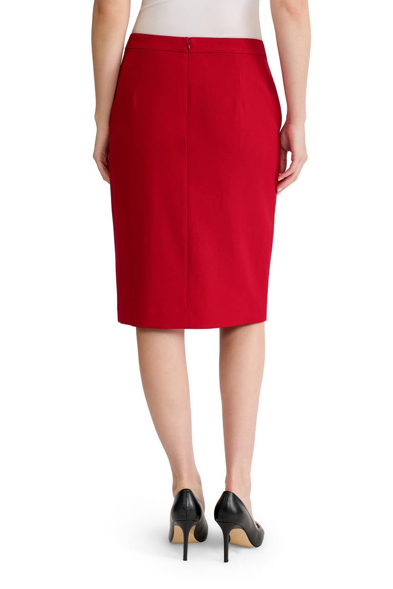Faux Wrap Skirt with Buttons, Alternate, color, FIRE RED/ BLACK