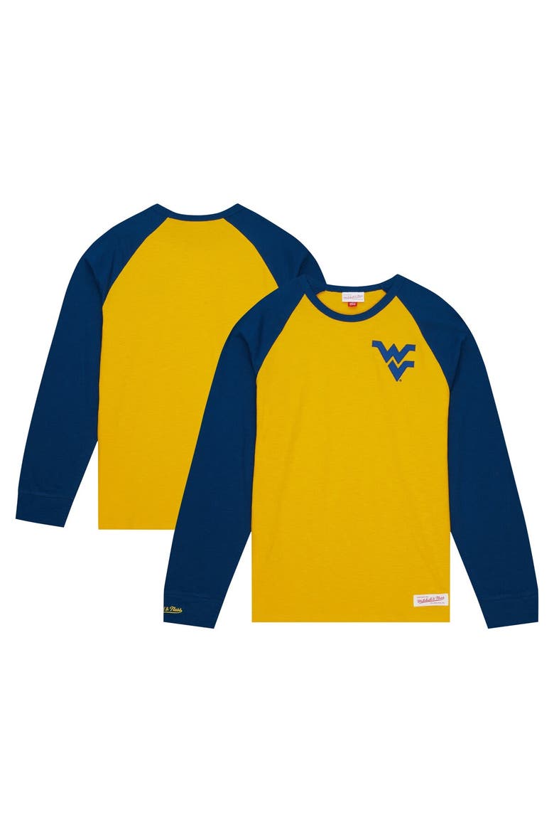 Men's Mitchell & Ness Gold West Virginia Mountaineers Legendary Slub Raglan Long Sleeve T-Shirt, Main, color, Gold