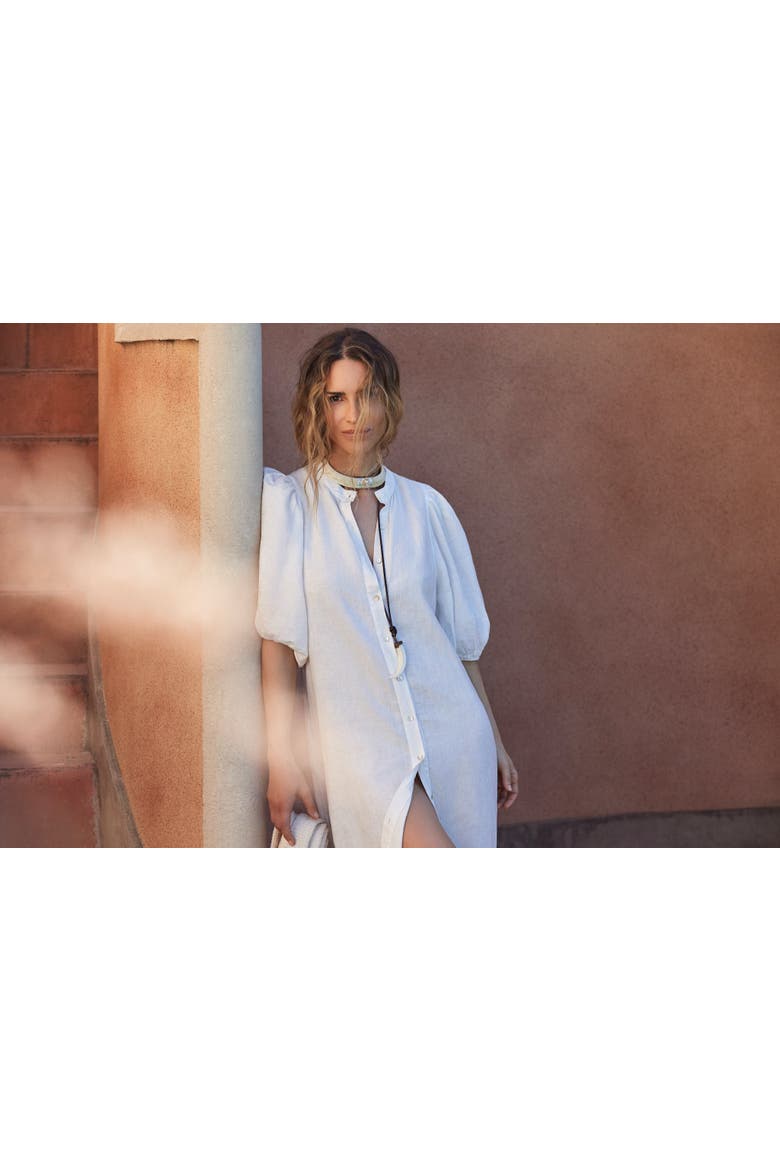 Bubble Linen Dress, Alternate, color, Off White