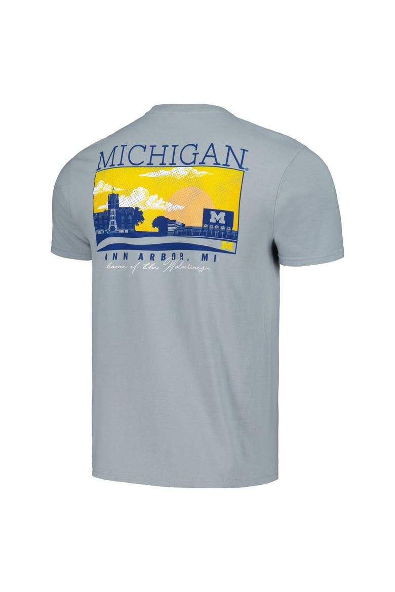 Men's Gray Michigan Wolverines Campus Scene Comfort Colors T-Shirt, Alternate, color, Gray