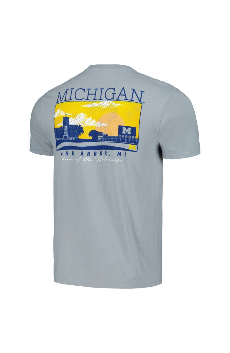 IMAGE ONE Men's Gray Michigan Wolverines Campus Scene Comfort Colors T-Shirt, Alternate, color, 