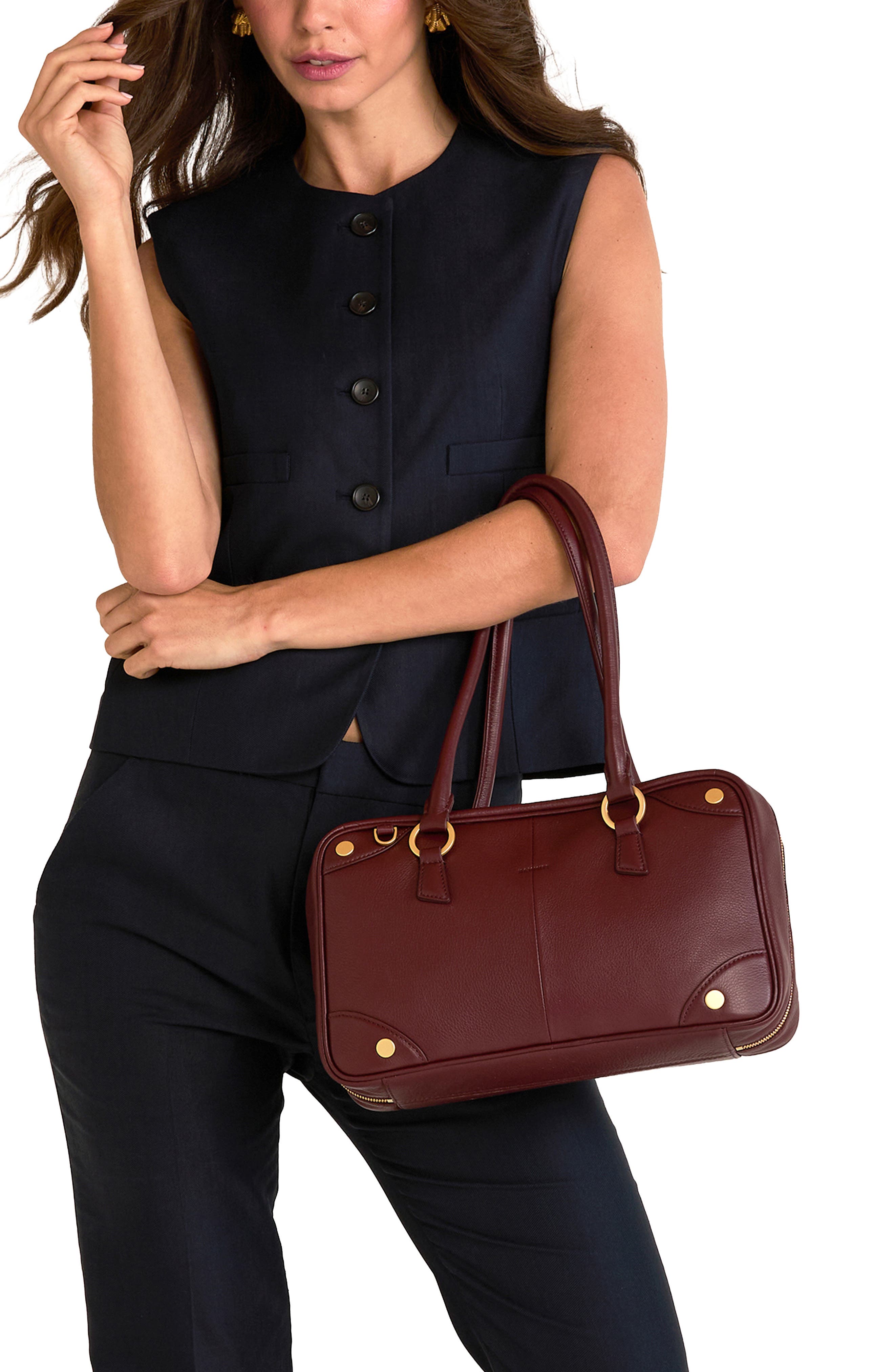 HAMMITT Medium Meredith Leather Shoulder Bag, Alternate, color, Cherrywood Pebble Brushed Gold