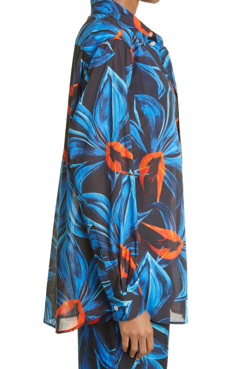 Louisa Ballou Floral Print Cotton Button-Up Shirt, Alternate, color,