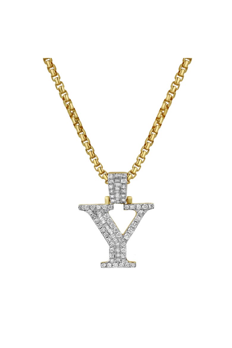 Y Initial Diamond Pendant 10K Yellow Gold - 0.69 Carats, Main, color, 10K Yellow Gold