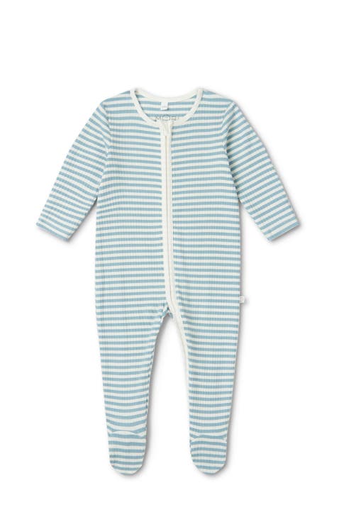 Ribbed Stripe Two Way Zip-Up Sleepsuit (Baby)