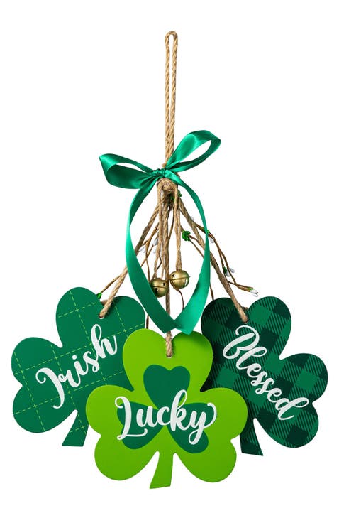St. Patrick's Wooden Shamrock Door Hanger