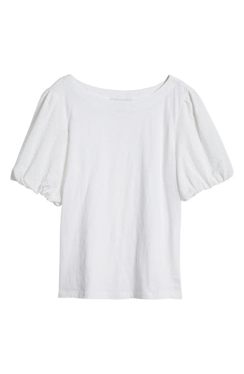 Tommy Bahama Eyelet Puff Sleeve Organic Cotton Top In White