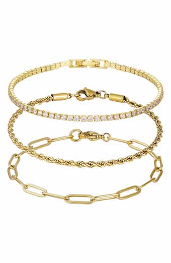 Set of 3 Paper Clip Rope Chain Bracelets