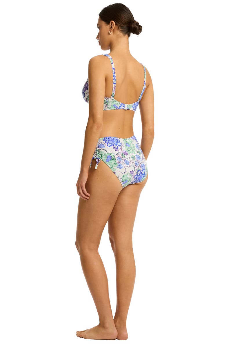 Sea Level Capri Stripe Ruffle Bikini Top, Alternate, color, Evergreen