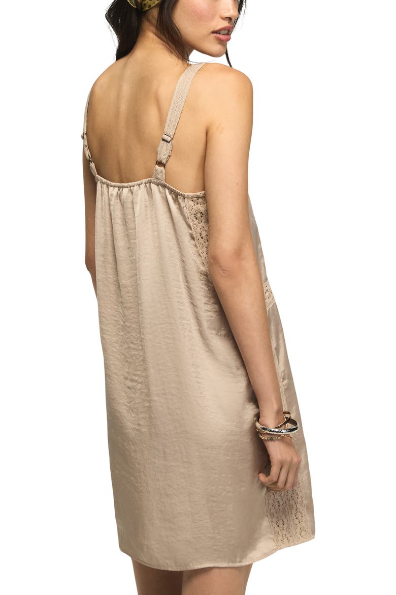 Lace Trim Shift Minidress, Alternate, color, TAUPE