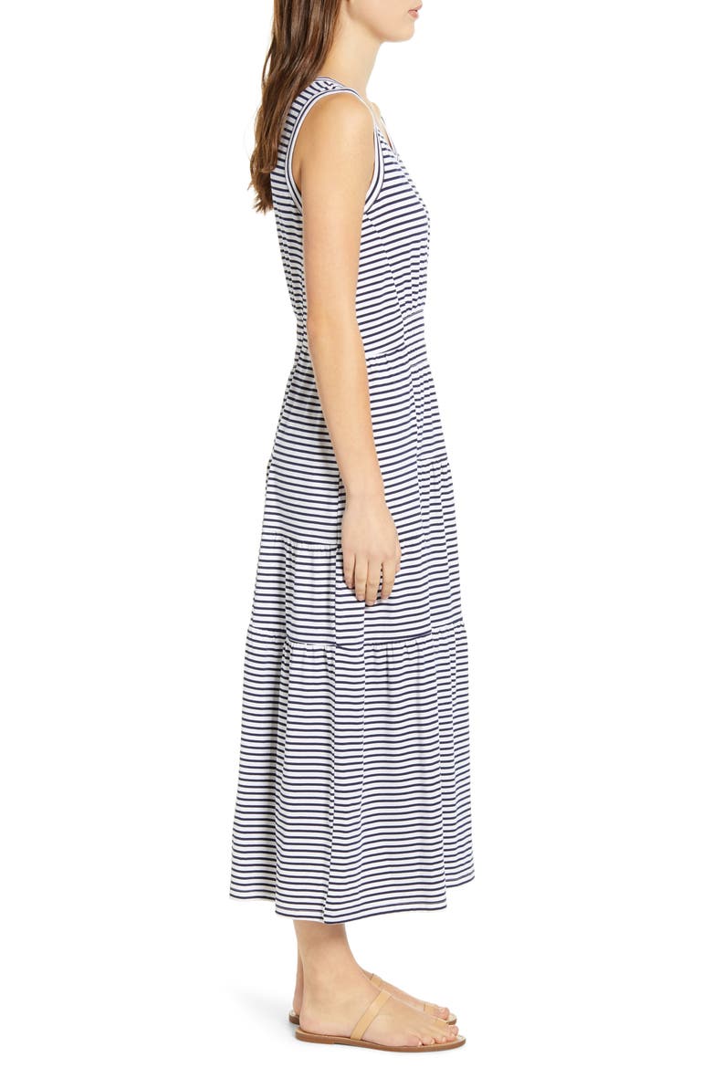Kamala Stripe Tiered Jersey Midi Dress, Alternate, color, STRAIGHT A