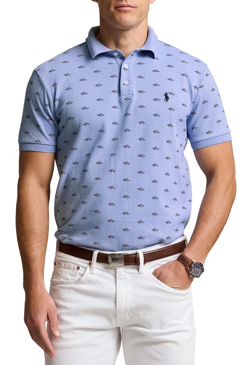Embroidered Mesh Cotton Oxford Polo, Main, color, PRL DECO/ DRESS SHIRT BLUE