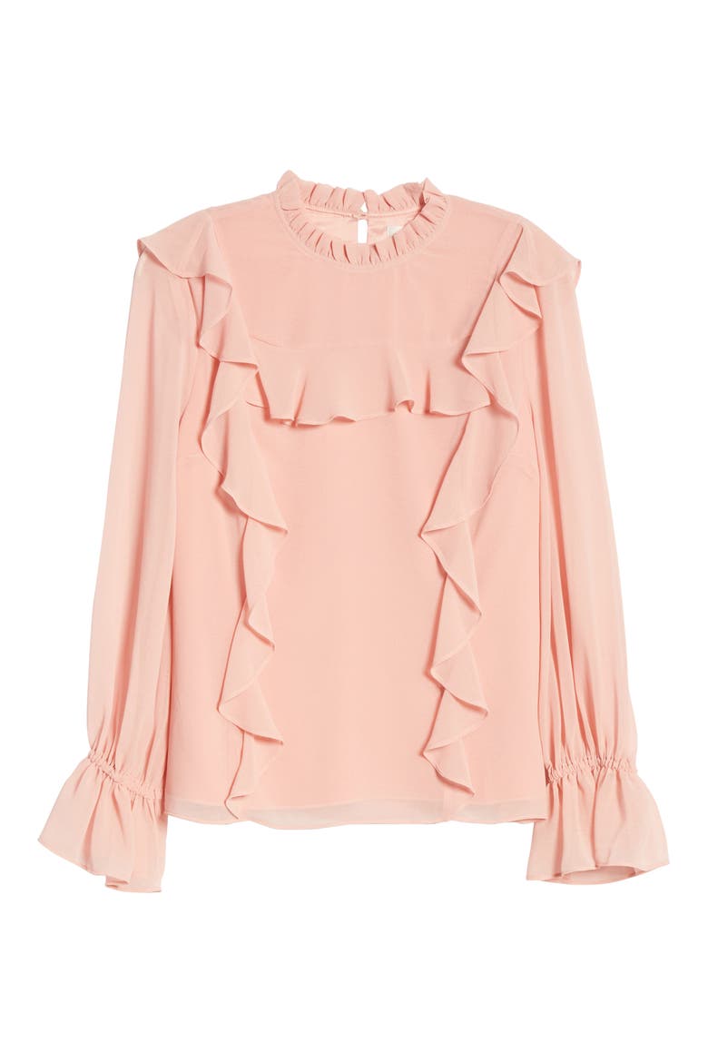 Feminine Ruffle Top, Alternate, color, PINK BRIDE