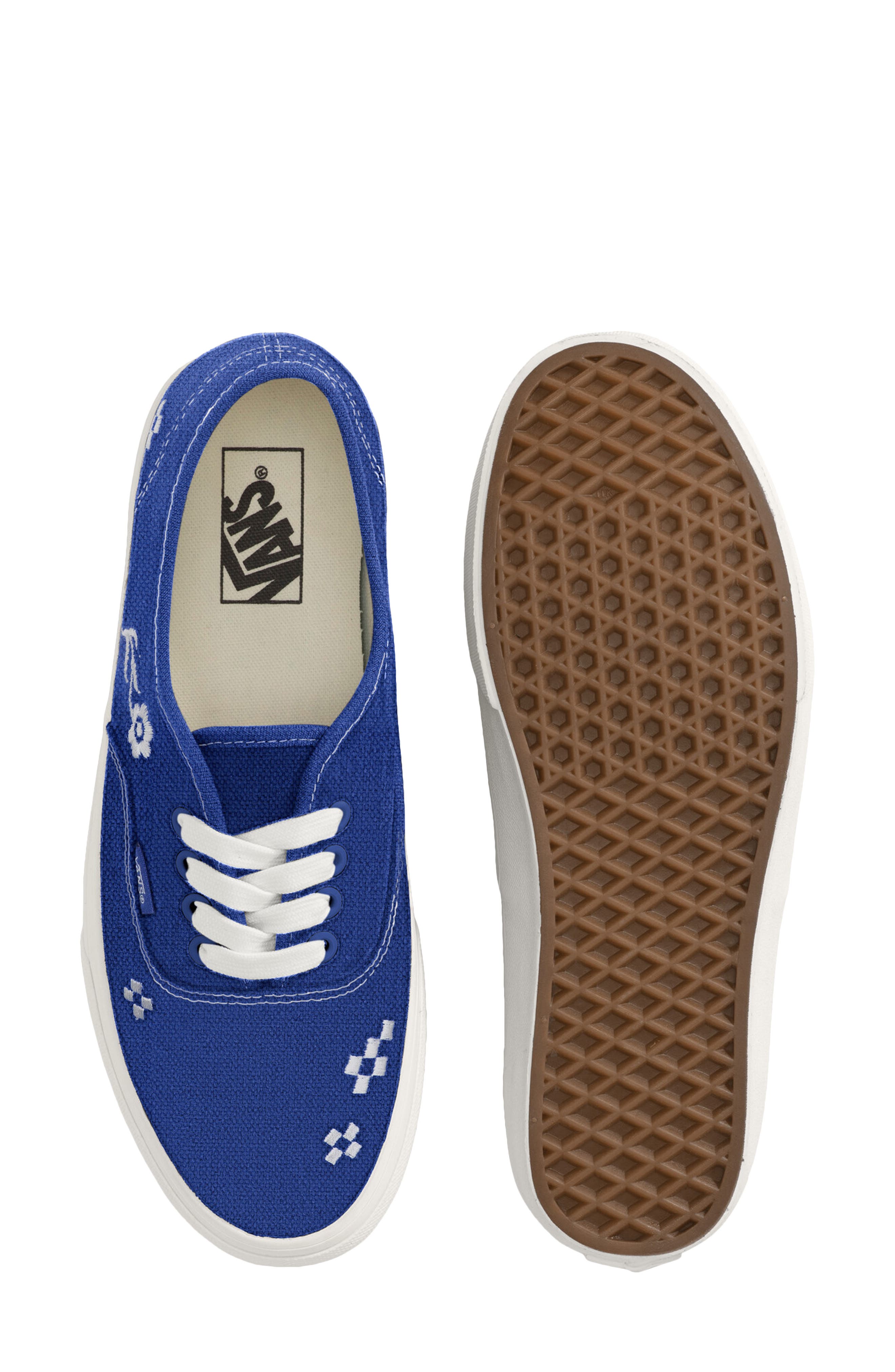 Vans Gender Inclusive Authentic Sneaker, Alternate, color, Embroidery Blue/ Marshmallow