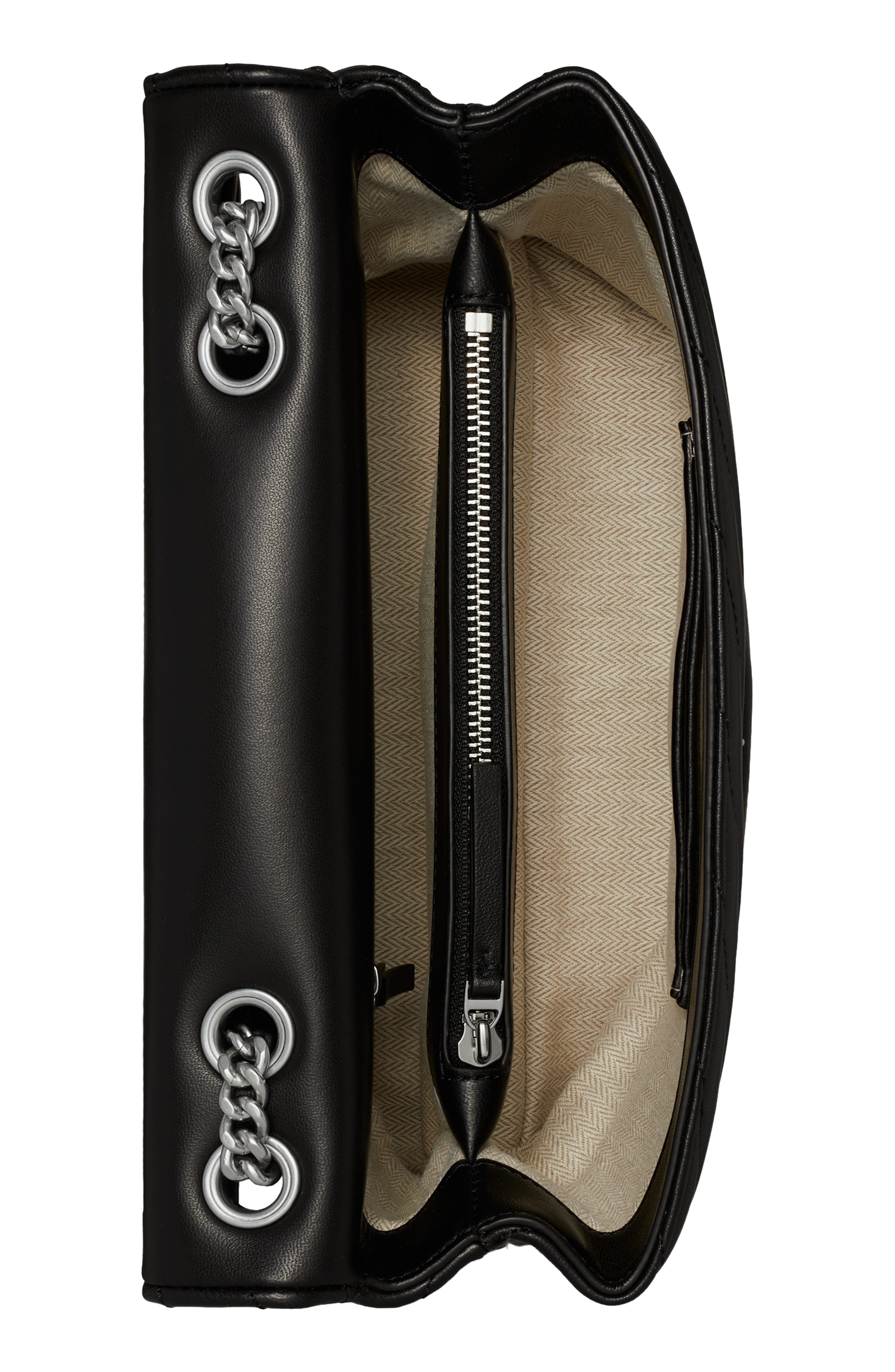 Kira Chevron Convertible Shoulder Bag, Alternate, color, BLACK