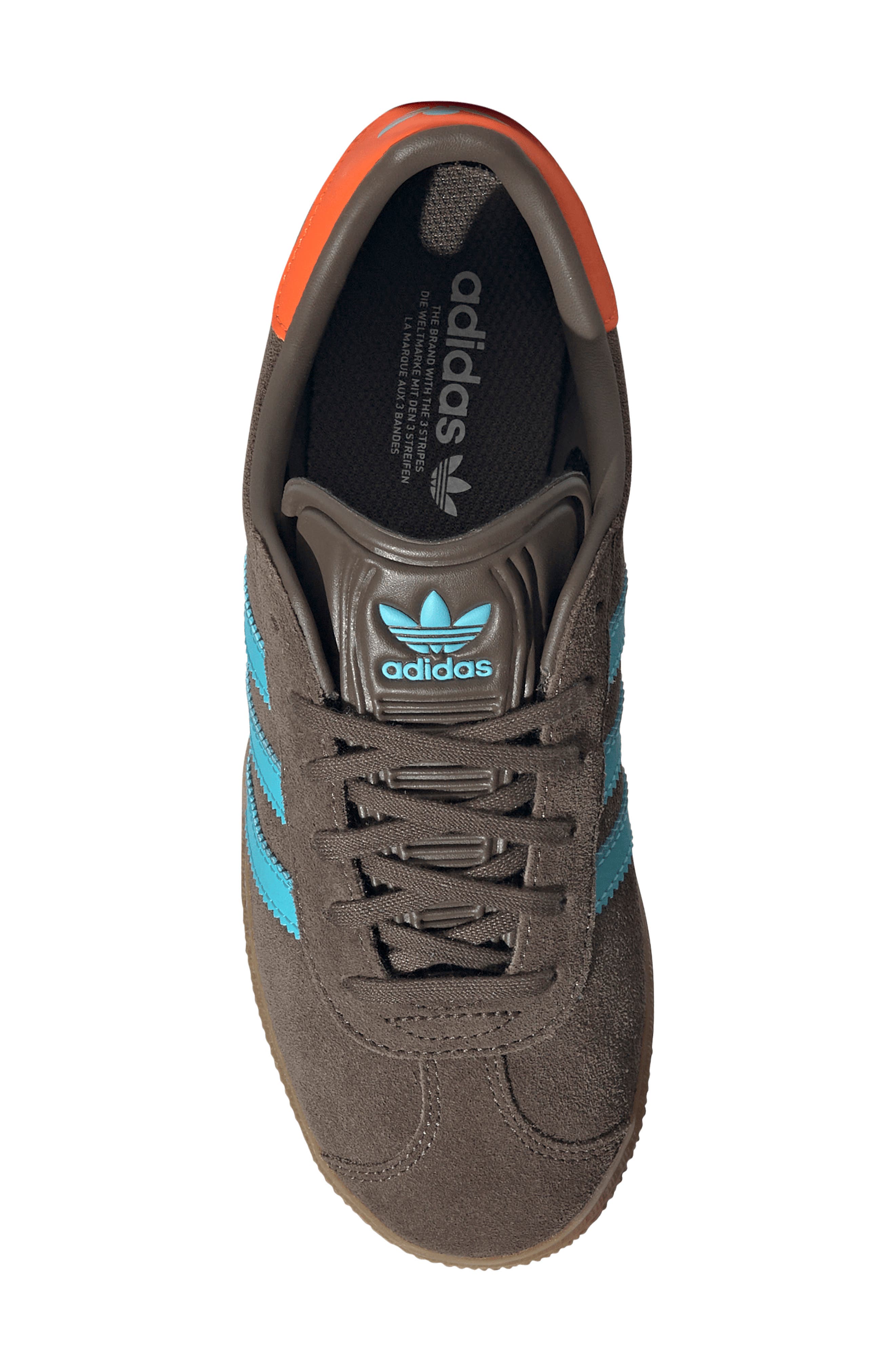 adidas Kids' Gazelle Sneaker, Alternate, color, Brown/ Blue/ Orange