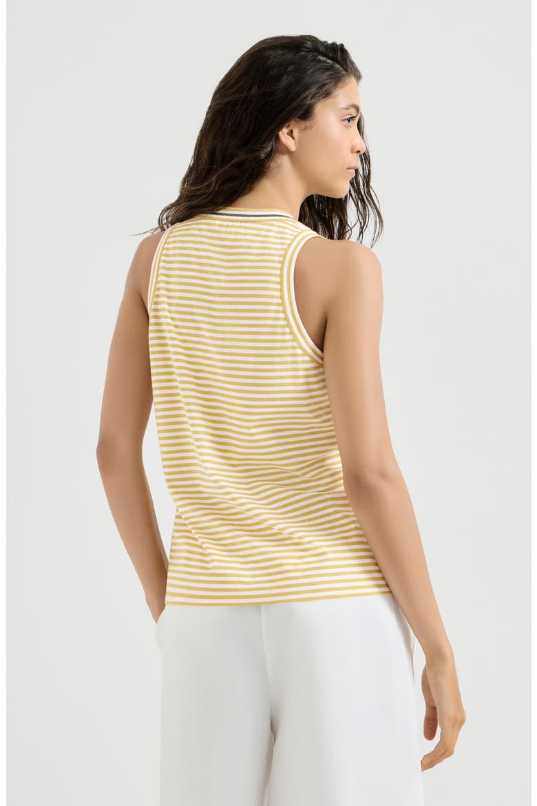 Striped jersey top with monili, Alternate, color, Yellow