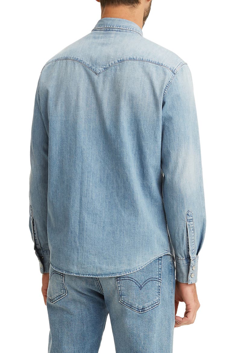 Levi's® Premium Barstow Standard Fit Denim Western Shirt, Alternate, color, RED CAST STONE