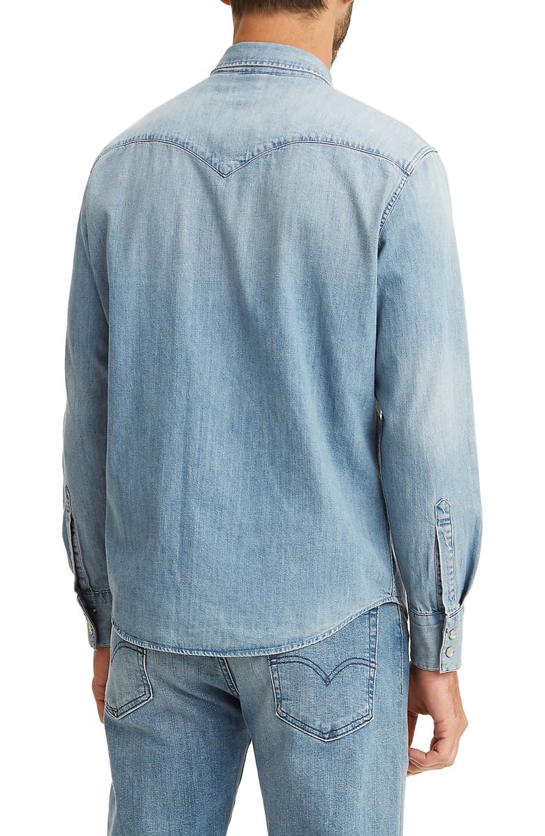 LEVIS PREMIUM Levi's<sup>®</sup> Premium Barstow Standard Fit Denim Western Shirt, Alternate, color,