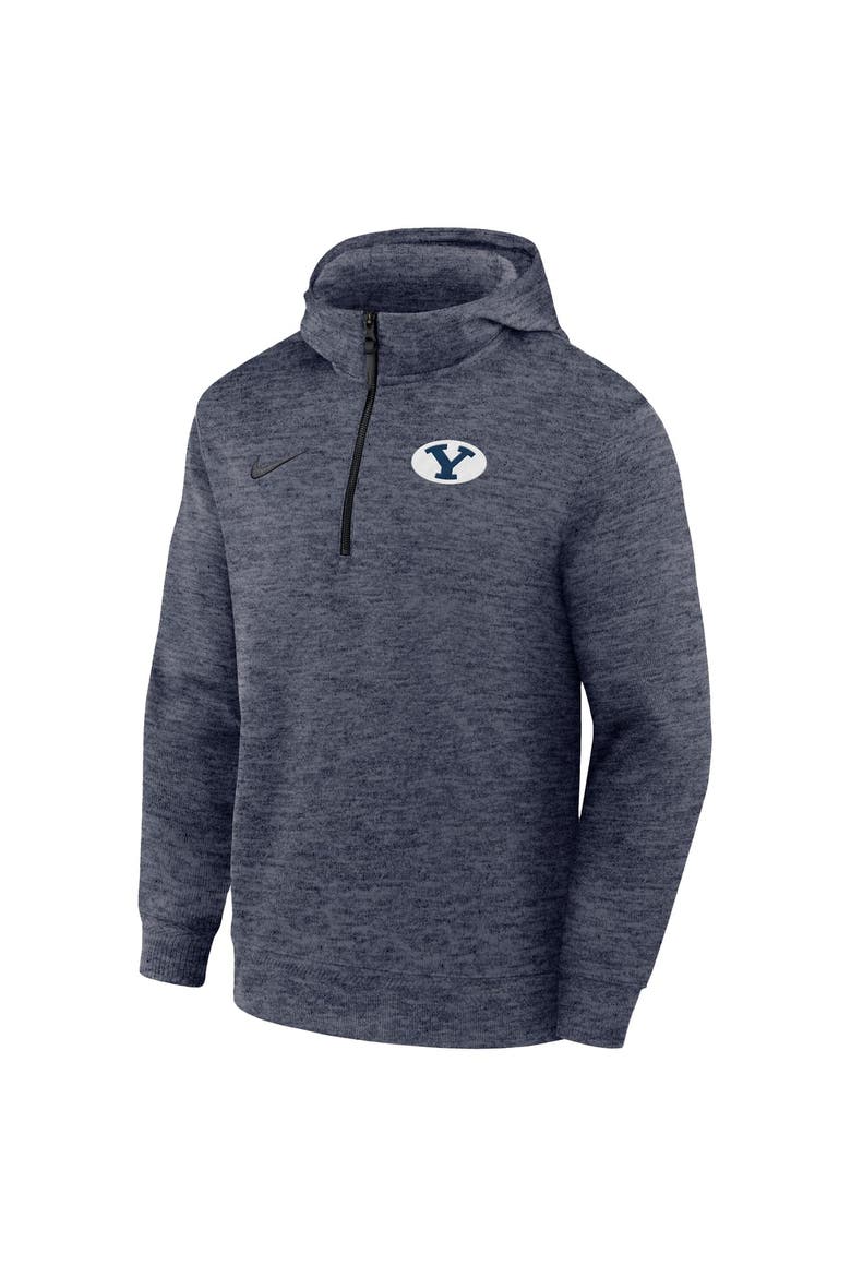 Men's Nike Navy BYU Cougars Coaches Dri-FIT Half-Zip Hoodie, Alternate, color, Navy