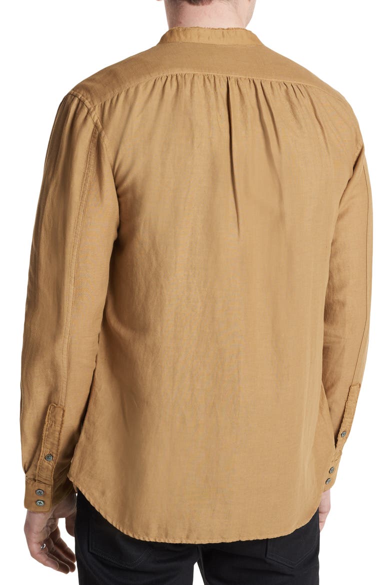 Slim Fit Band Collar Stretch Button-Up Shirt, Alternate, color, BROWN SUGAR