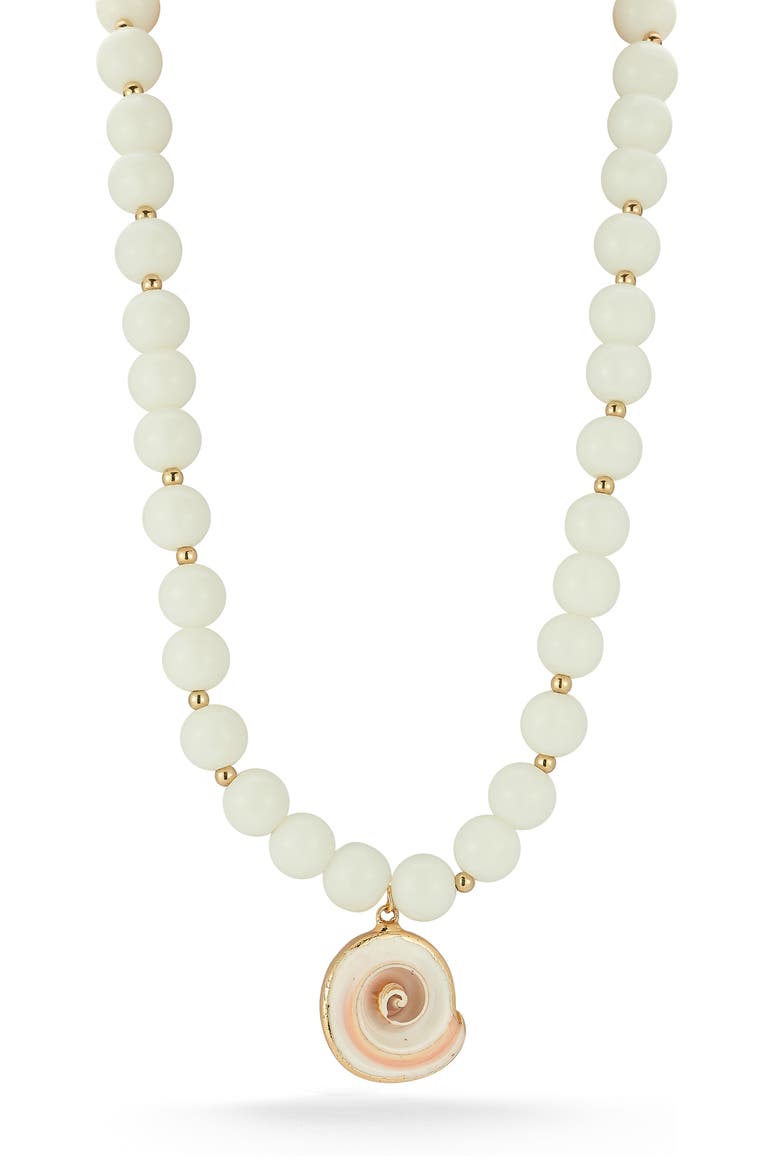 Shell Pendant Necklace, Main, color, GOLD