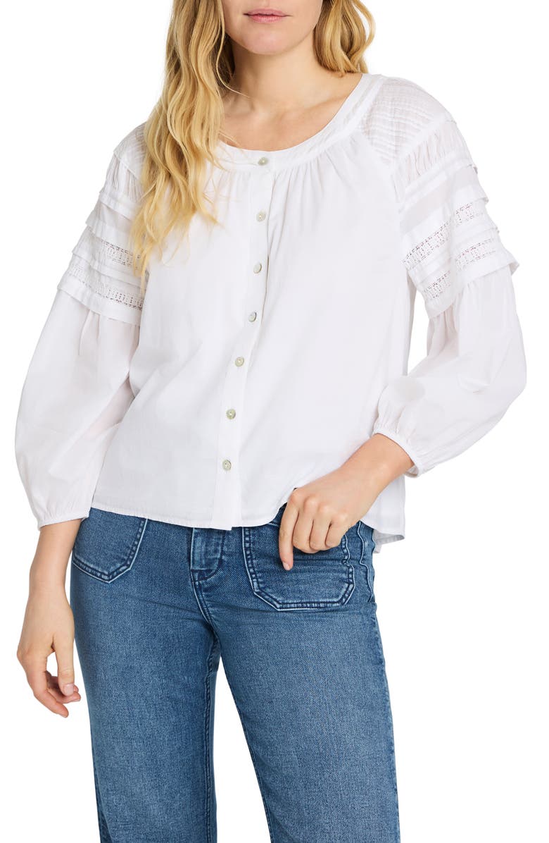 Faherty Enna Lace Inset Organic Cotton Top, Main, color,