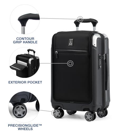 Travelpro Platinum Elite Hardside Expandable Compact Carry-on With Laptop Pocket 20-inch Spinner In Shadow Black