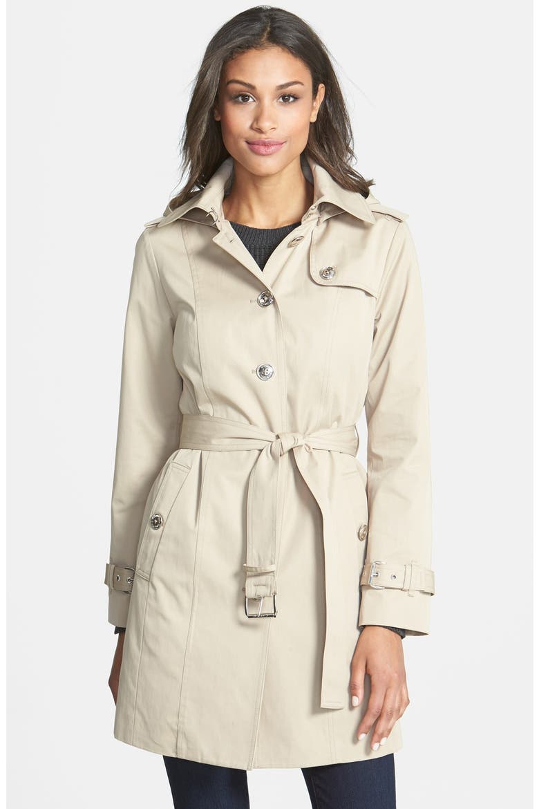 Trench Coat with Detachable Hood & Liner, Main, color, KHAKI