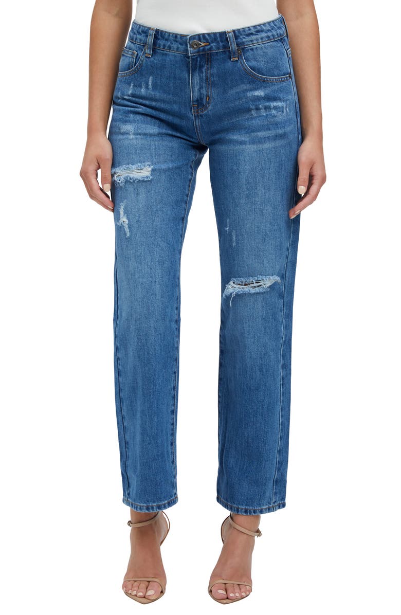 Bardot Lola Distressed Straight Leg Jeans, Main, color,