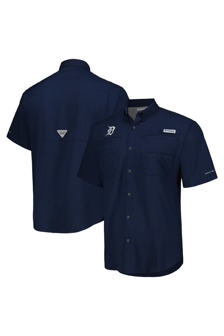 Men's Columbia Navy Detroit Tigers Tamiami Omni-Shade Button-Down Shirt, Main, color, Navy