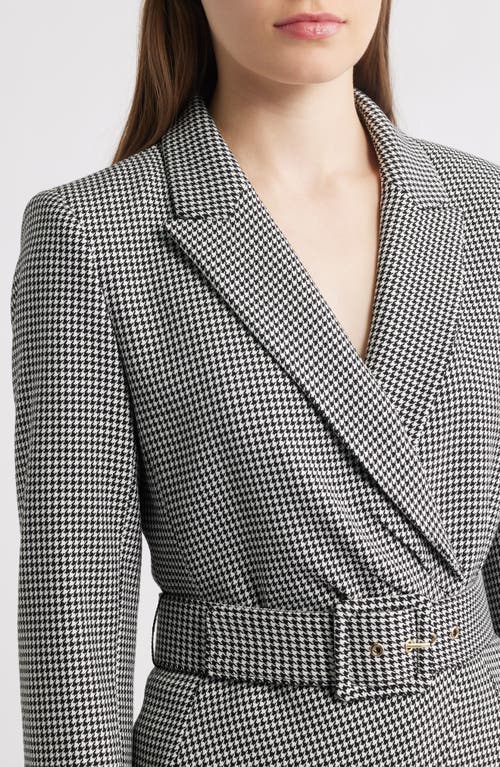 Tahari Asl Houndstooth Belted Jumpsuit In Gray