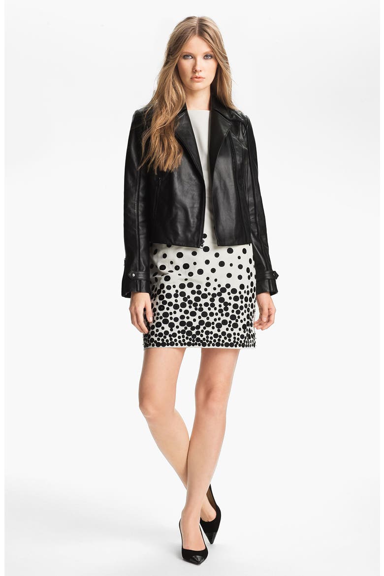 Embroidered Faille Dress (Nordstrom Exclusive), Alternate, color, IVORY/ BLACK EMBROIDERY
