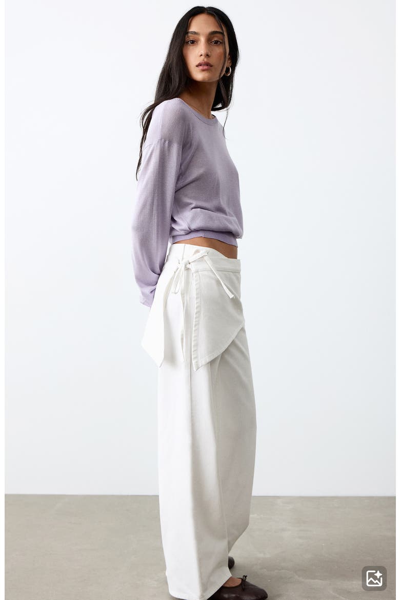 Removable Scarf Wide Leg Jeans, Alternate, color, OFF WHITE