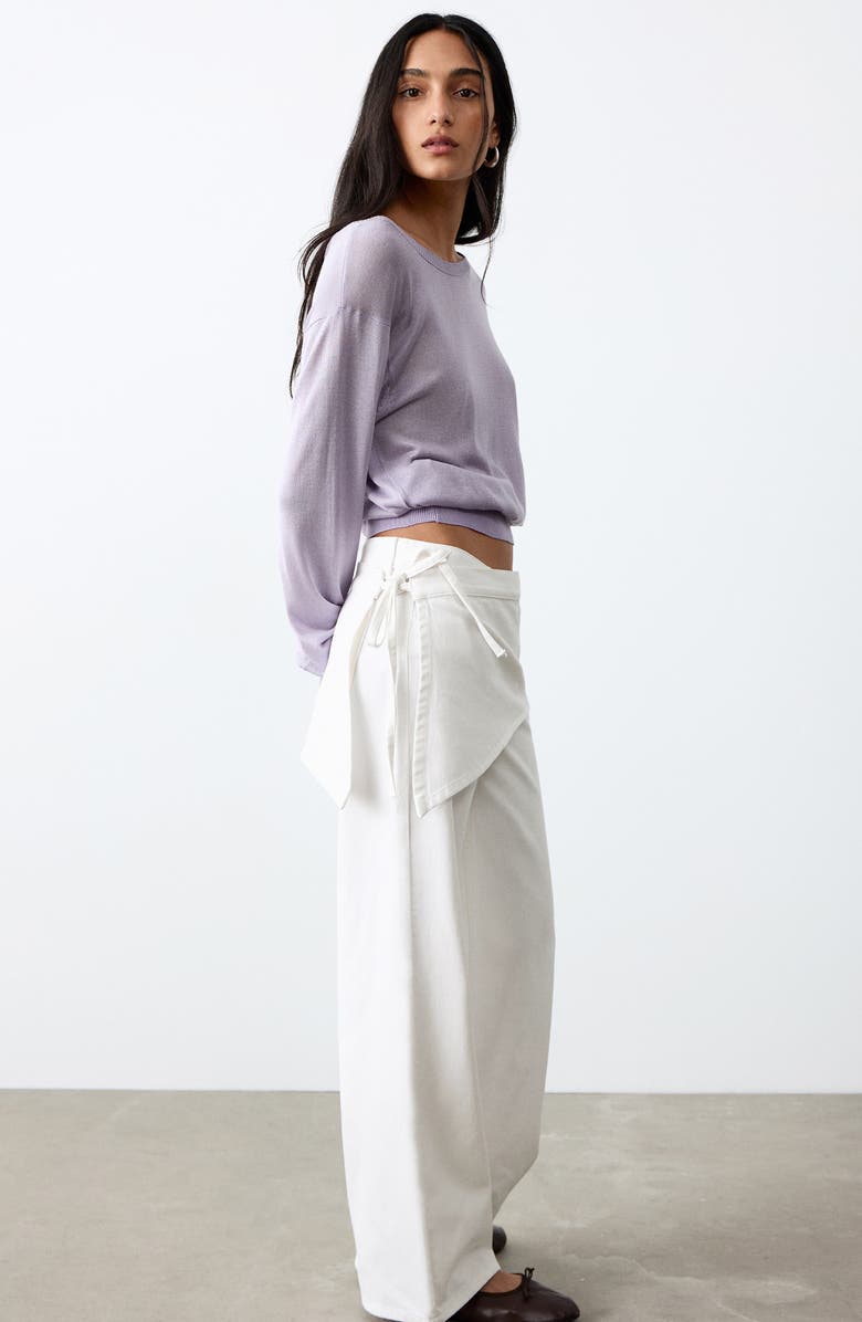 MANGO TEEN Removable Scarf Wide Leg Jeans, Alternate, color,