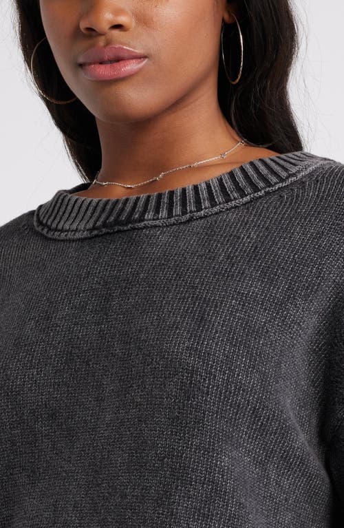 Bp. Acid Wash Oversize Cotton Sweater In Black