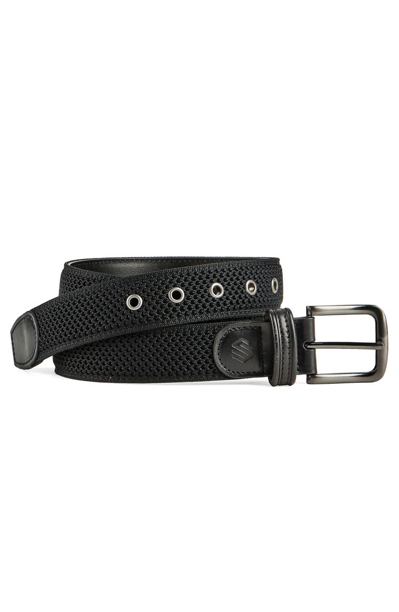 Johnston & Murphy Amherst Engineered Knit Belt, Main, color, Black
