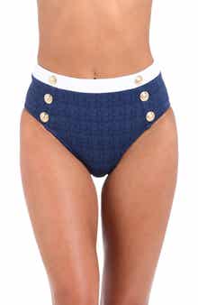 L'AGENCE Vanessa Colorblock High Waist Bikini Bottoms