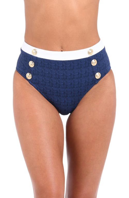 L Agence Vanessa Colorblock Chic High-waist Bikini Bottoms In Marine