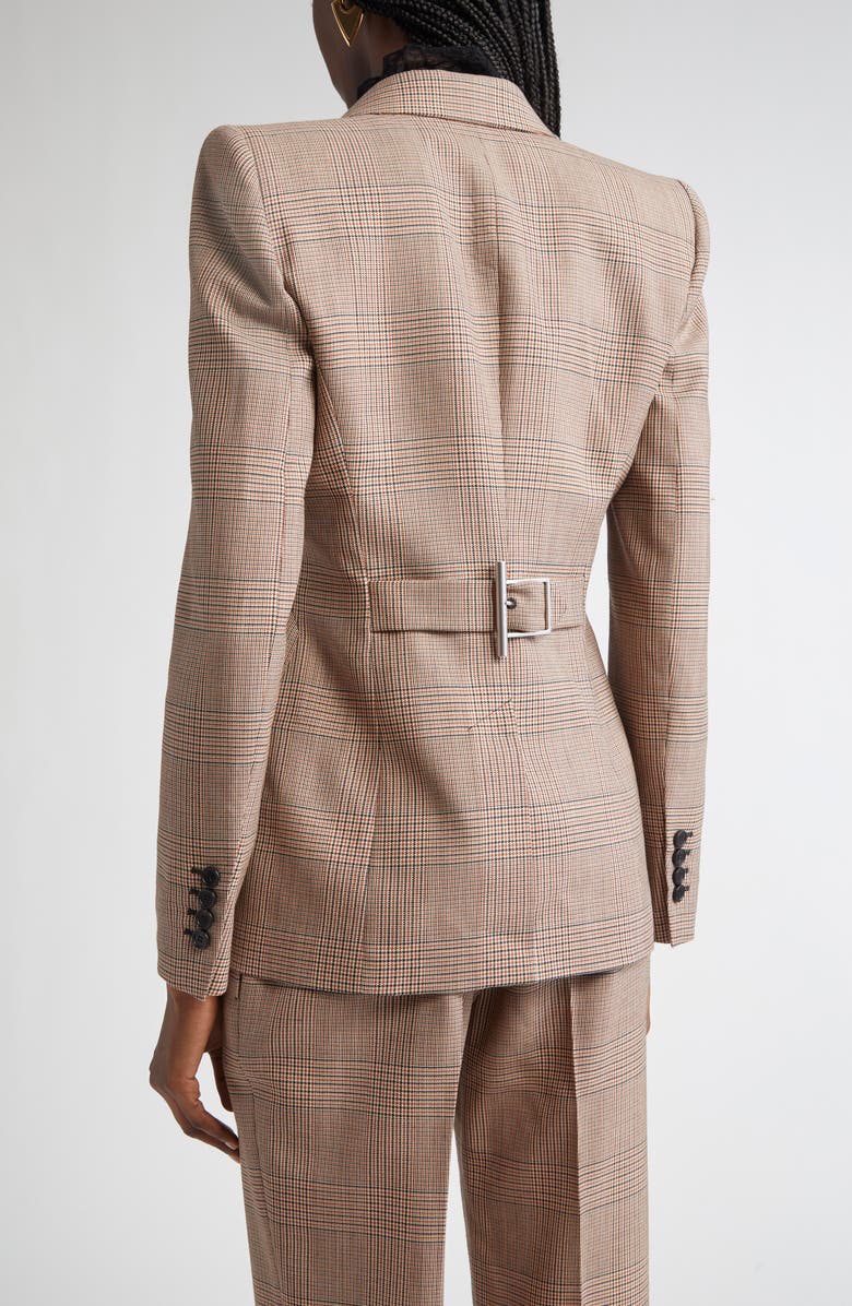 McQueen Glen Plaid Wool Martingale Blazer, Alternate, color, Ivory-Black-Tobacco